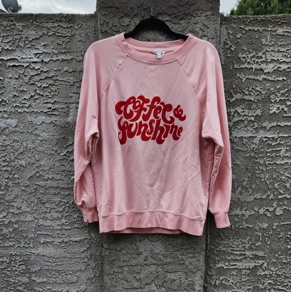 Wildfox Coffee & Sunshine‎ oversized boyfriend pullover red & pink sweatshirt - Picture 8 of 8